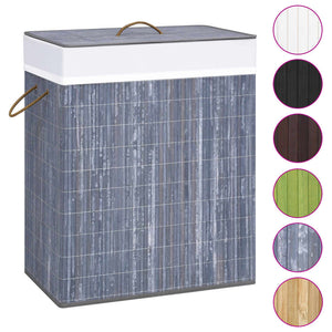 vidaXL Bamboo Laundry Basket with 2 Compartments Grey 100 L