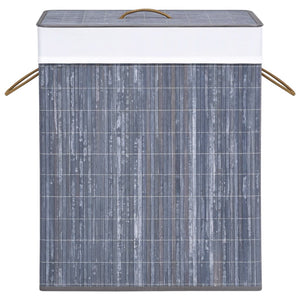 vidaXL Bamboo Laundry Basket with 2 Compartments Grey 100 L