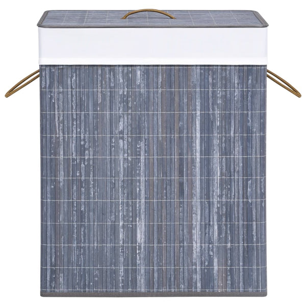 vidaXL Bamboo Laundry Basket with 2 Compartments Grey 100 L