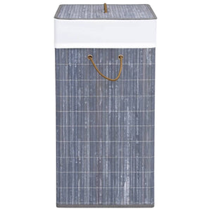 vidaXL Bamboo Laundry Basket with 2 Compartments Grey 100 L