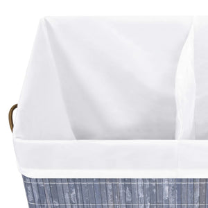 vidaXL Bamboo Laundry Basket with 2 Compartments Grey 100 L