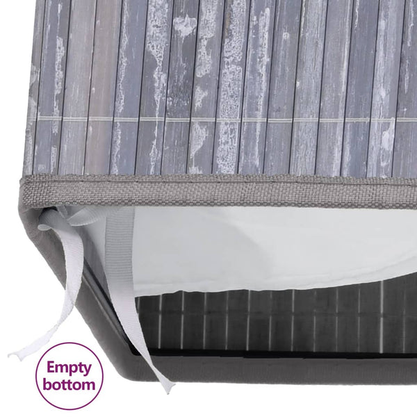 vidaXL Bamboo Laundry Basket with 2 Compartments Grey 100 L