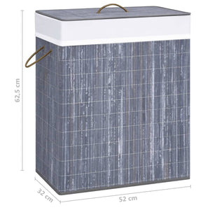 vidaXL Bamboo Laundry Basket with 2 Compartments Grey 100 L