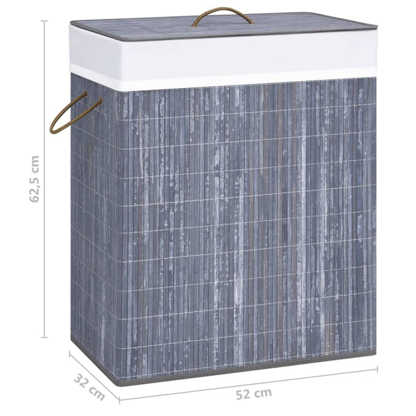 vidaXL Bamboo Laundry Basket with 2 Compartments Grey 100 L