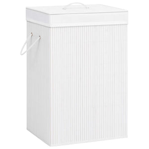 vidaXL Bamboo Laundry Basket with 2 Compartments White 72 L