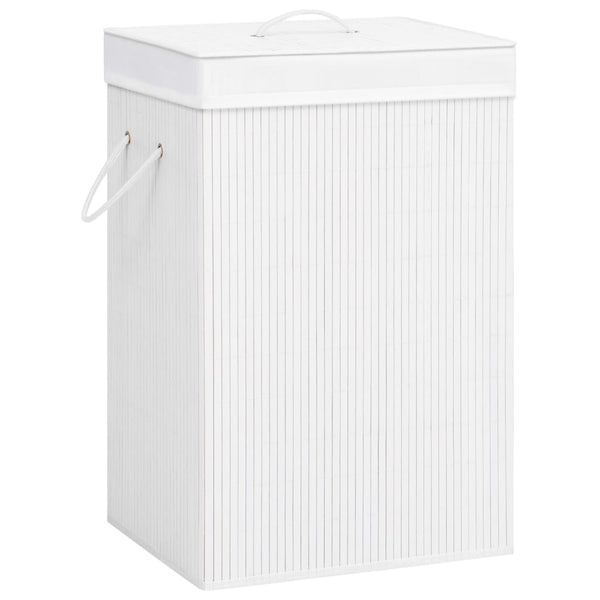 vidaXL Bamboo Laundry Basket with 2 Compartments White 72 L