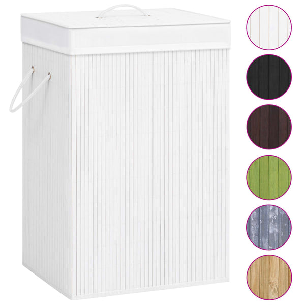vidaXL Bamboo Laundry Basket with 2 Compartments White 72 L