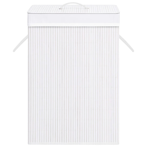 vidaXL Bamboo Laundry Basket with 2 Compartments White 72 L