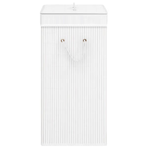 vidaXL Bamboo Laundry Basket with 2 Compartments White 72 L
