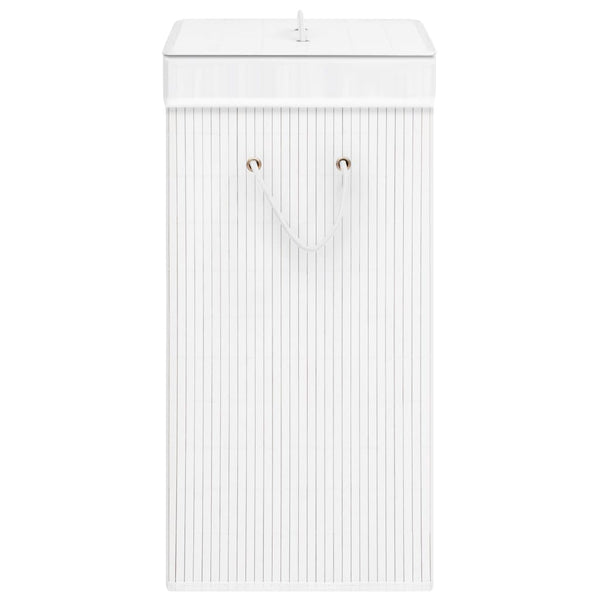 vidaXL Bamboo Laundry Basket with 2 Compartments White 72 L