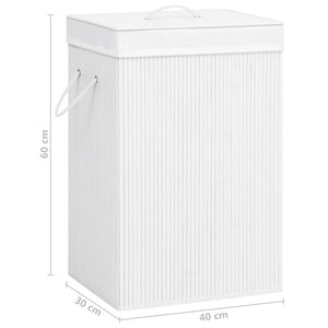 vidaXL Bamboo Laundry Basket with 2 Compartments White 72 L