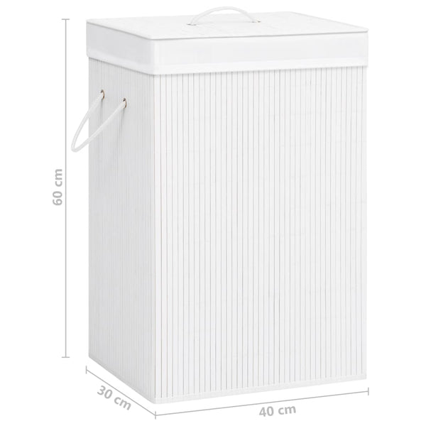 vidaXL Bamboo Laundry Basket with 2 Compartments White 72 L