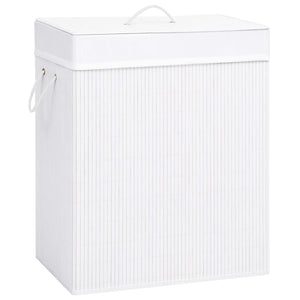 vidaXL Bamboo Laundry Hamper with 2 Compartments White 100 L