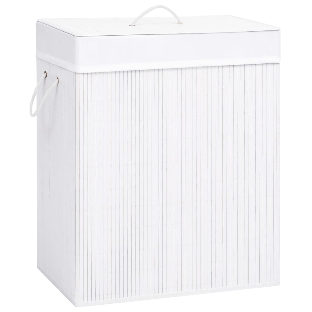 vidaXL Bamboo Laundry Hamper with 2 Compartments White 100 L