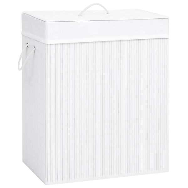 vidaXL Bamboo Laundry Hamper with 2 Compartments White 100 L