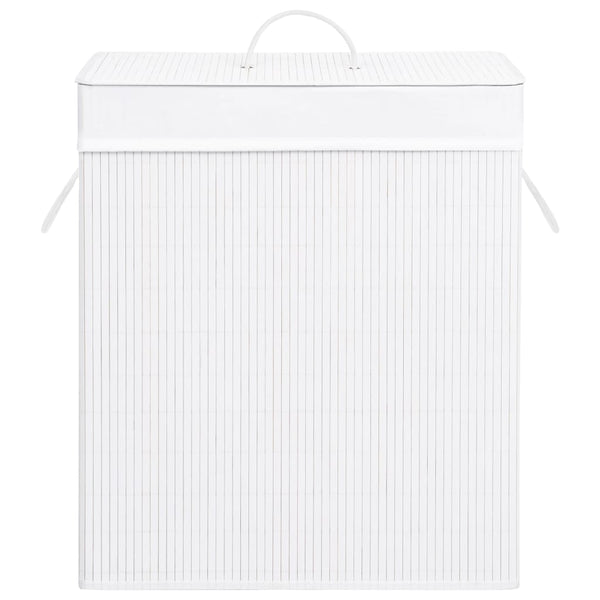 vidaXL Bamboo Laundry Hamper with 2 Compartments White 100 L