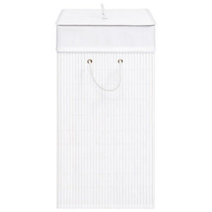 vidaXL Bamboo Laundry Hamper with 2 Compartments White 100 L