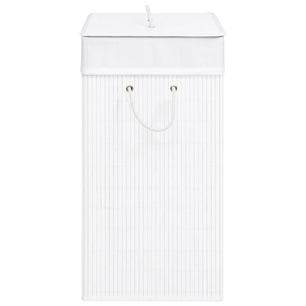 vidaXL Bamboo Laundry Hamper with 2 Compartments White 100 L