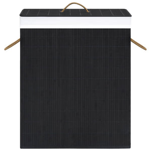 vidaXL Bamboo Laundry Hamper with 2 Compartments Black 100 L