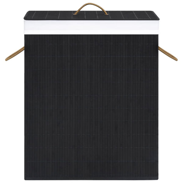 vidaXL Bamboo Laundry Hamper with 2 Compartments Black 100 L