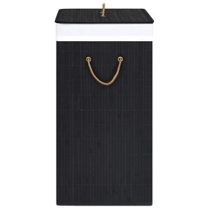 vidaXL Bamboo Laundry Hamper with 2 Compartments Black 100 L