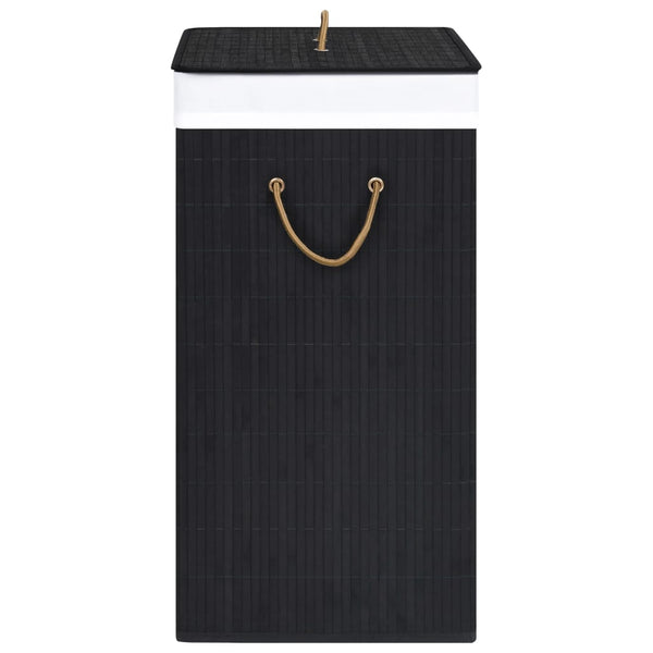vidaXL Bamboo Laundry Hamper with 2 Compartments Black 100 L