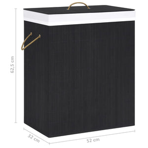 vidaXL Bamboo Laundry Hamper with 2 Compartments Black 100 L