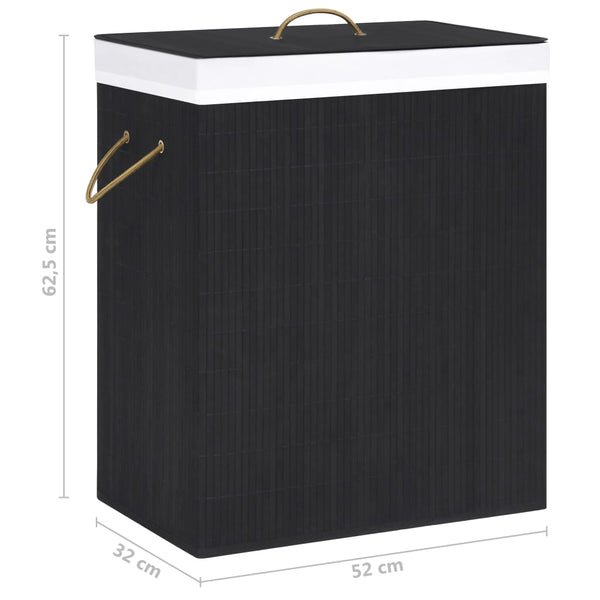 vidaXL Bamboo Laundry Hamper with 2 Compartments Black 100 L