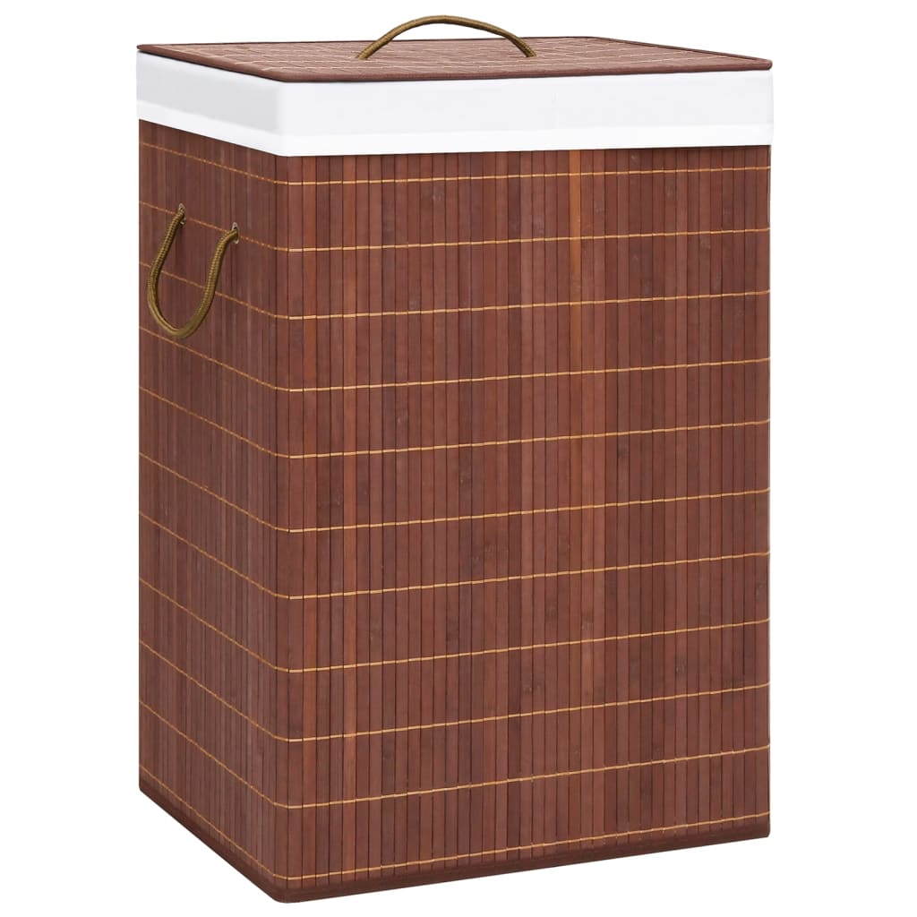 vidaXL Bamboo Laundry Hamper with 2 Compartments Brown 72 L