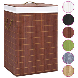 vidaXL Bamboo Laundry Hamper with 2 Compartments Brown 72 L