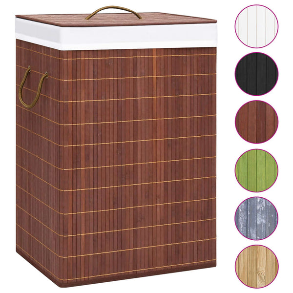 vidaXL Bamboo Laundry Hamper with 2 Compartments Brown 72 L