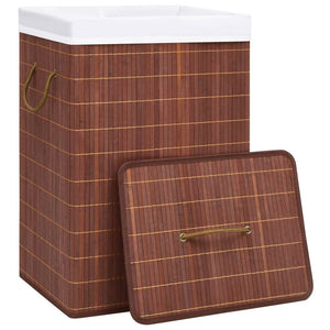 vidaXL Bamboo Laundry Hamper with 2 Compartments Brown 72 L