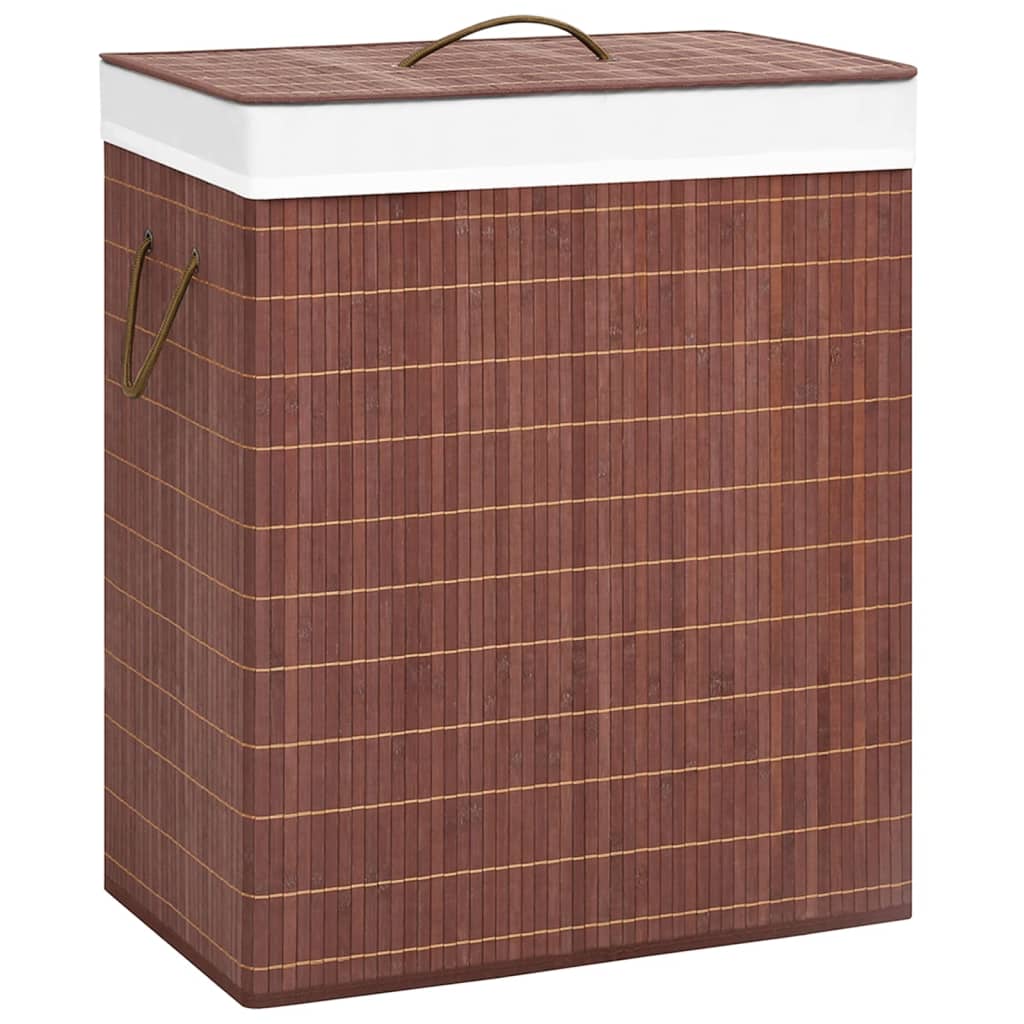 vidaXL Bamboo Laundry Basket with 2 Compartments Brown 100 L