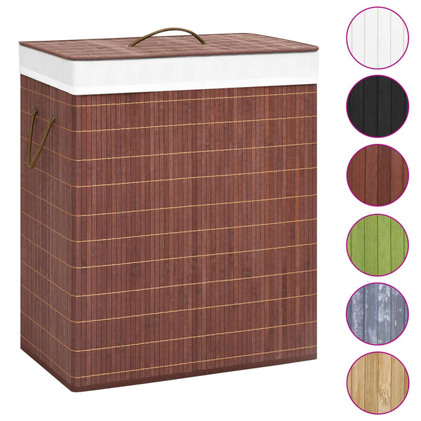 vidaXL Bamboo Laundry Basket with 2 Compartments Brown 100 L