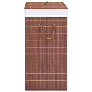 vidaXL Bamboo Laundry Basket with 2 Compartments Brown 100 L