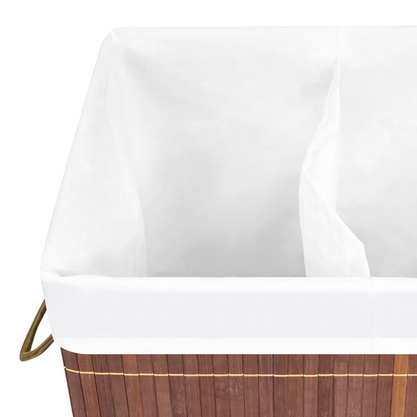 vidaXL Bamboo Laundry Basket with 2 Compartments Brown 100 L