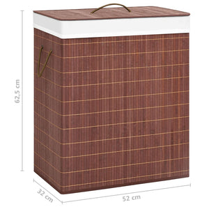 vidaXL Bamboo Laundry Basket with 2 Compartments Brown 100 L