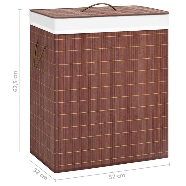 vidaXL Bamboo Laundry Basket with 2 Compartments Brown 100 L