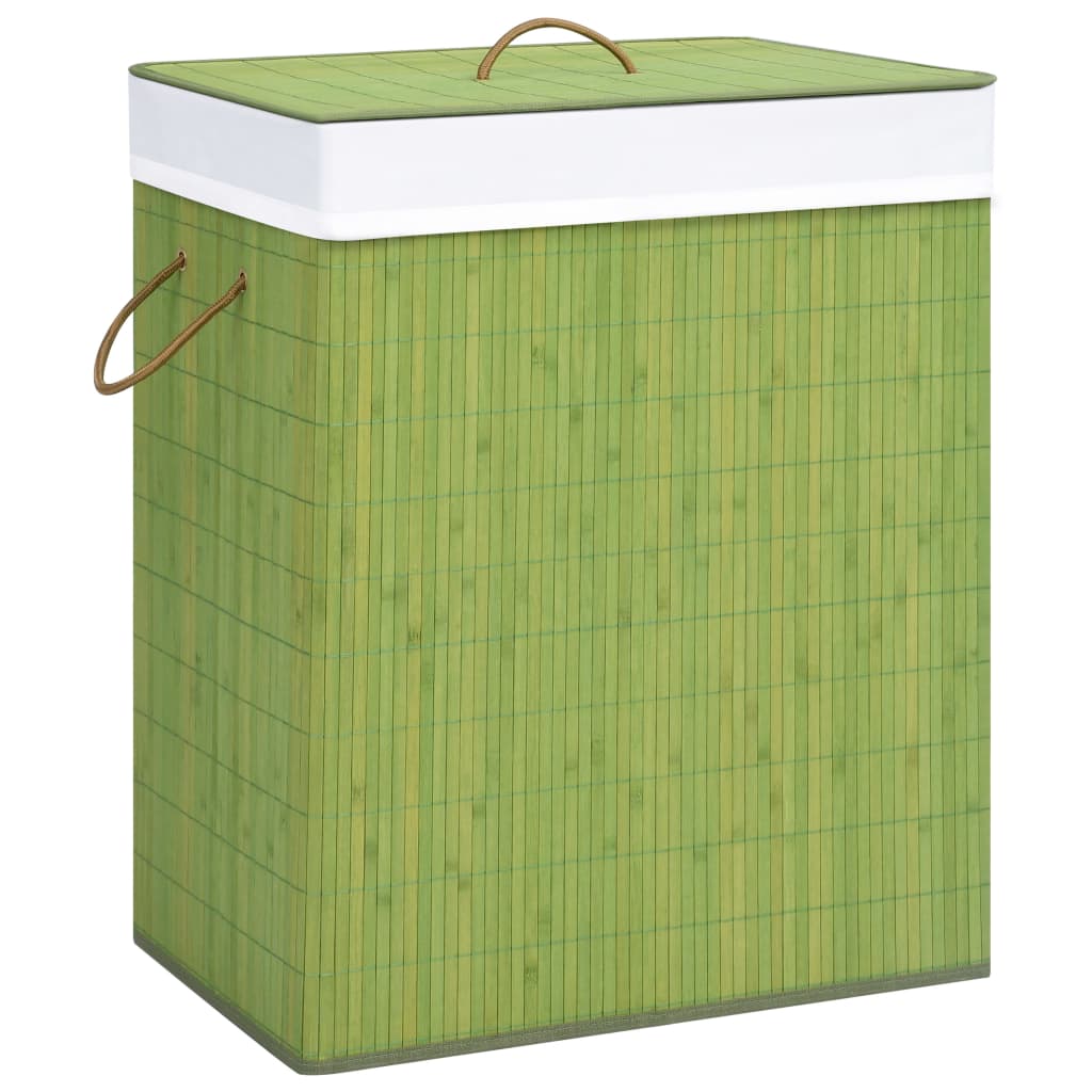 vidaXL Bamboo Laundry Hamper with 2 Compartments Green 100 L