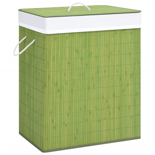 vidaXL Bamboo Laundry Hamper with 2 Compartments Green 100 L
