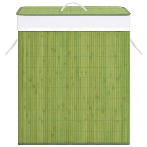 vidaXL Bamboo Laundry Hamper with 2 Compartments Green 100 L