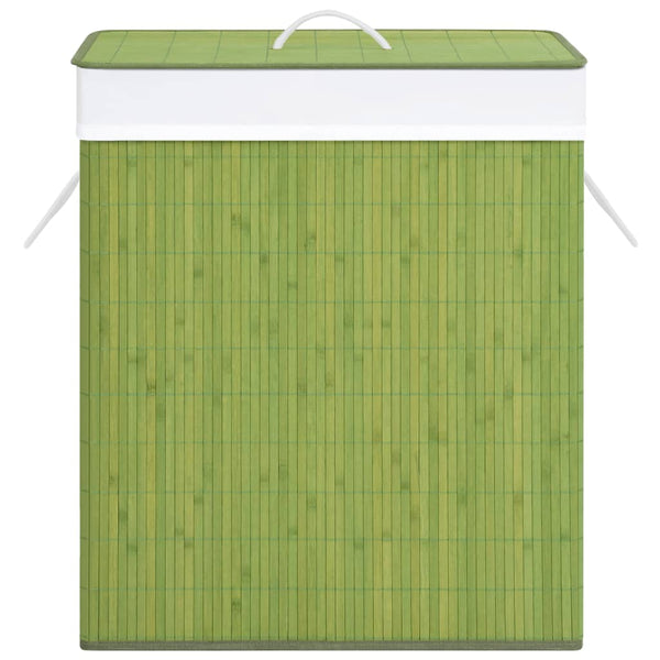 vidaXL Bamboo Laundry Hamper with 2 Compartments Green 100 L