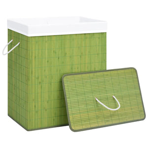 vidaXL Bamboo Laundry Hamper with 2 Compartments Green 100 L