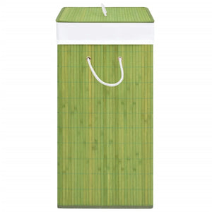 vidaXL Bamboo Laundry Hamper with 2 Compartments Green 100 L