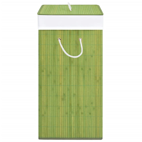 vidaXL Bamboo Laundry Hamper with 2 Compartments Green 100 L