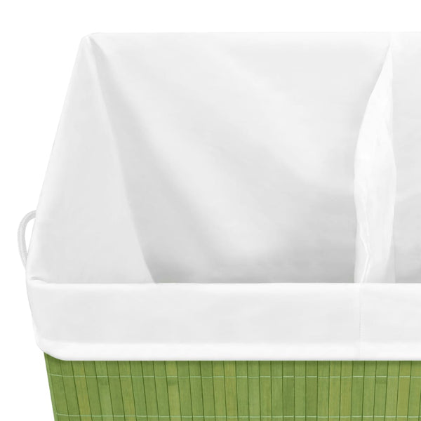vidaXL Bamboo Laundry Hamper with 2 Compartments Green 100 L