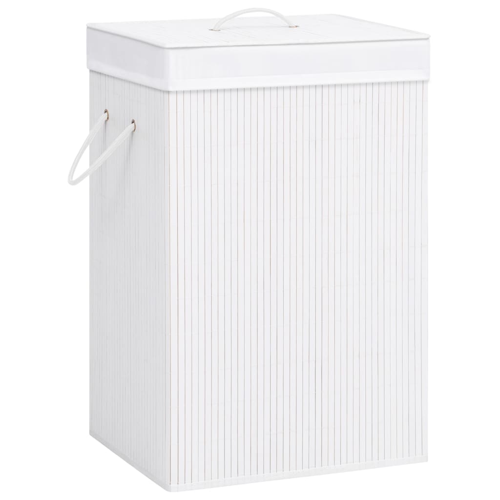 vidaXL Bamboo Laundry Basket with 1 Compartment White