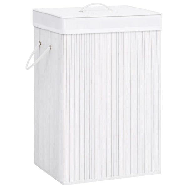 vidaXL Bamboo Laundry Basket with 1 Compartment White