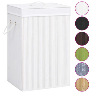 vidaXL Bamboo Laundry Basket with 1 Compartment White