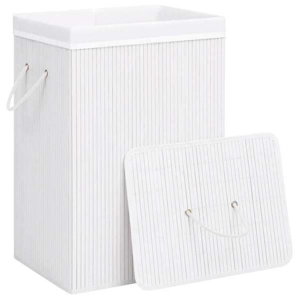 vidaXL Bamboo Laundry Basket with 1 Compartment White